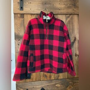 M Old Navy Half-zip Red and Black Checkered Flannel Pullover